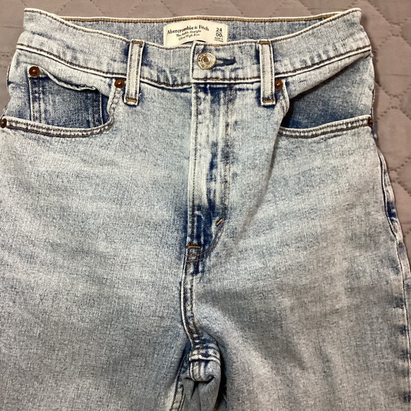 Abercrombie & Fitch The Ankle Straight Ultra High Rise Jeans Patch Size 24/00L - Picture 3 of 16